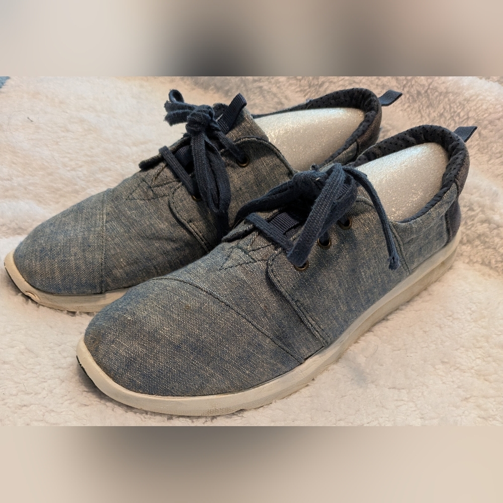 Toms Blue Sneakers with Chambray Texture